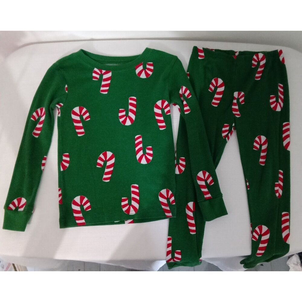 Carters Kids Christmas Pajama Set Candy Cane Green Size 5T
